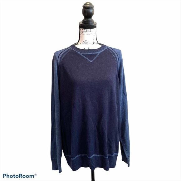 F/X Fusion Sweater Blue Size Large Pullover Contrast Knit Workwear Casual - Picture 1 of 9